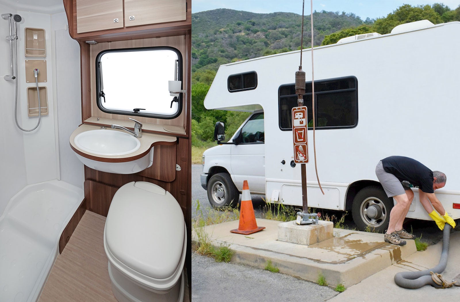Portable RV/camper toilet and holding tank setup in Menomonie, Wisconsin