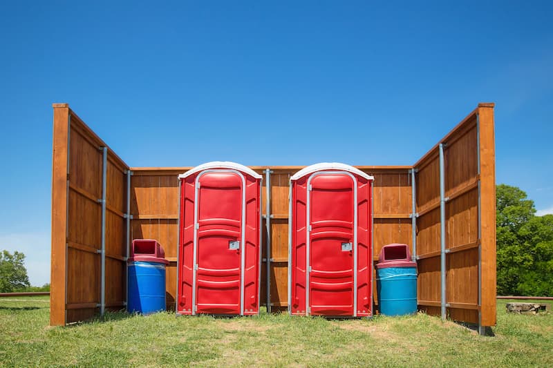 Short-term porta potty units staged for delivery in Menomonie, Wisconsin